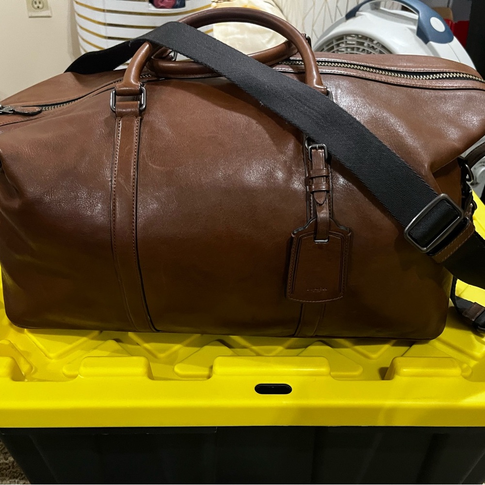 Coach Large Brown Leather Duffel Bag
